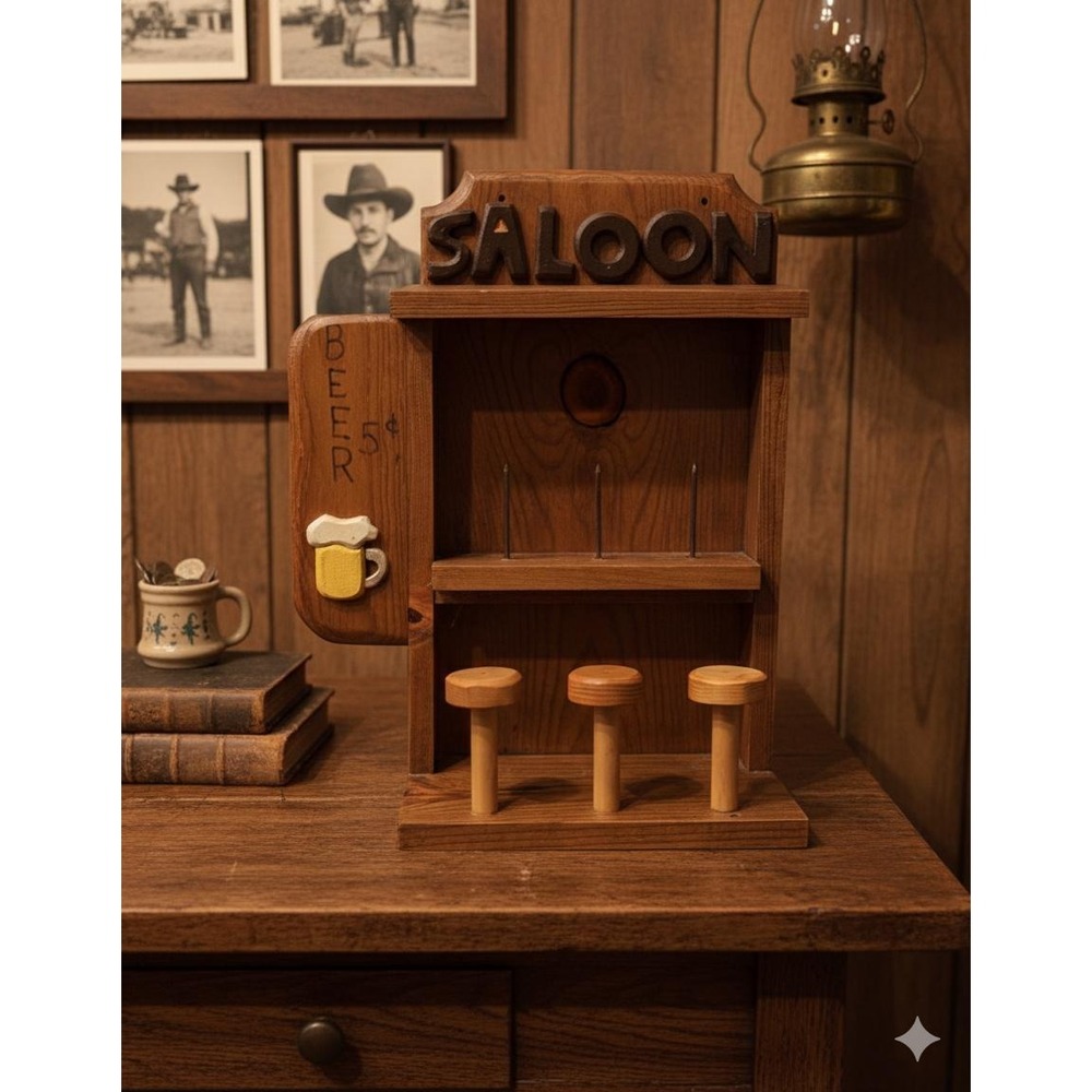 Vintage Handmade Wooden Saloon Shelf Wall Decor 19"x15"x7.5"